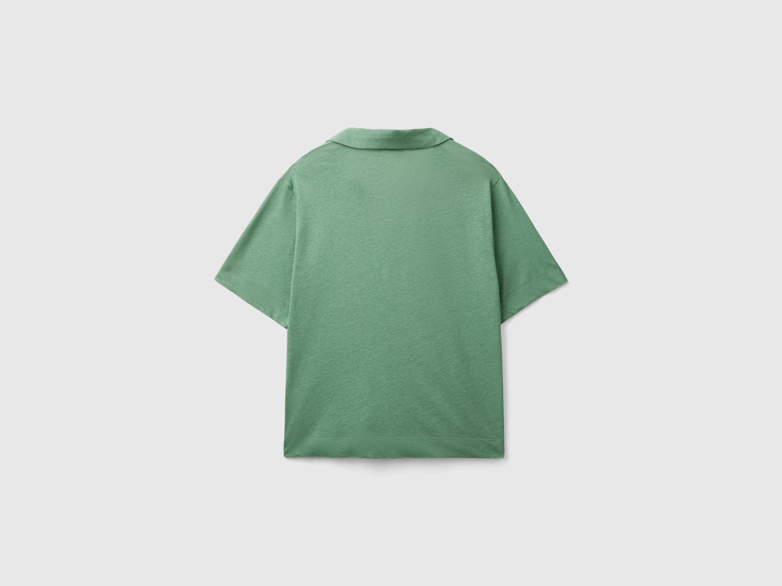 Polo in misto cotone e lino da donna verde 2 | Benetton Outlet