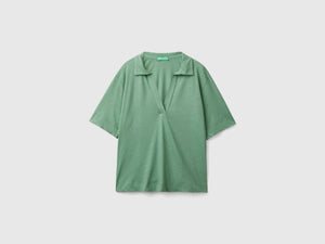 Polo in misto cotone e lino