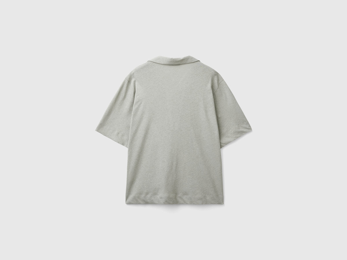 Polo in misto cotone e lino