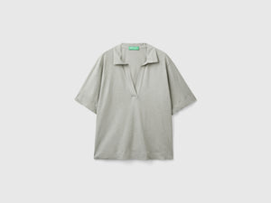 Polo in misto cotone e lino