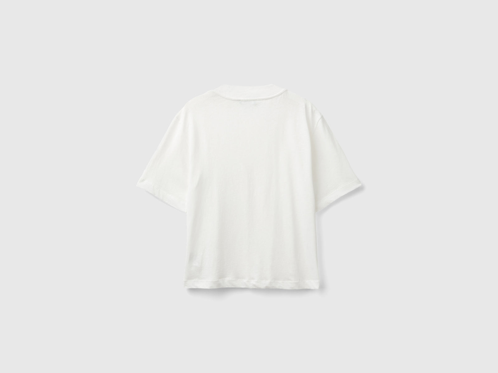 Linen blend cardigan-style T-shirt da donna bianco panna 2 | Benetton Outlet