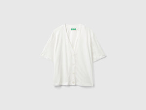 Linen blend cardigan-style T-shirt