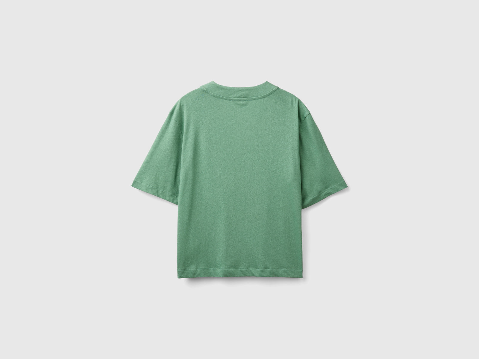Linen blend cardigan-style T-shirt da donna verde 2 | Benetton Outlet