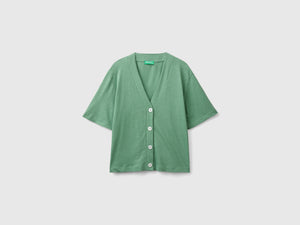 Linen blend cardigan-style T-shirt
