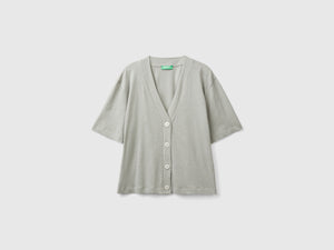 T-shirt stile cardigan in misto lino