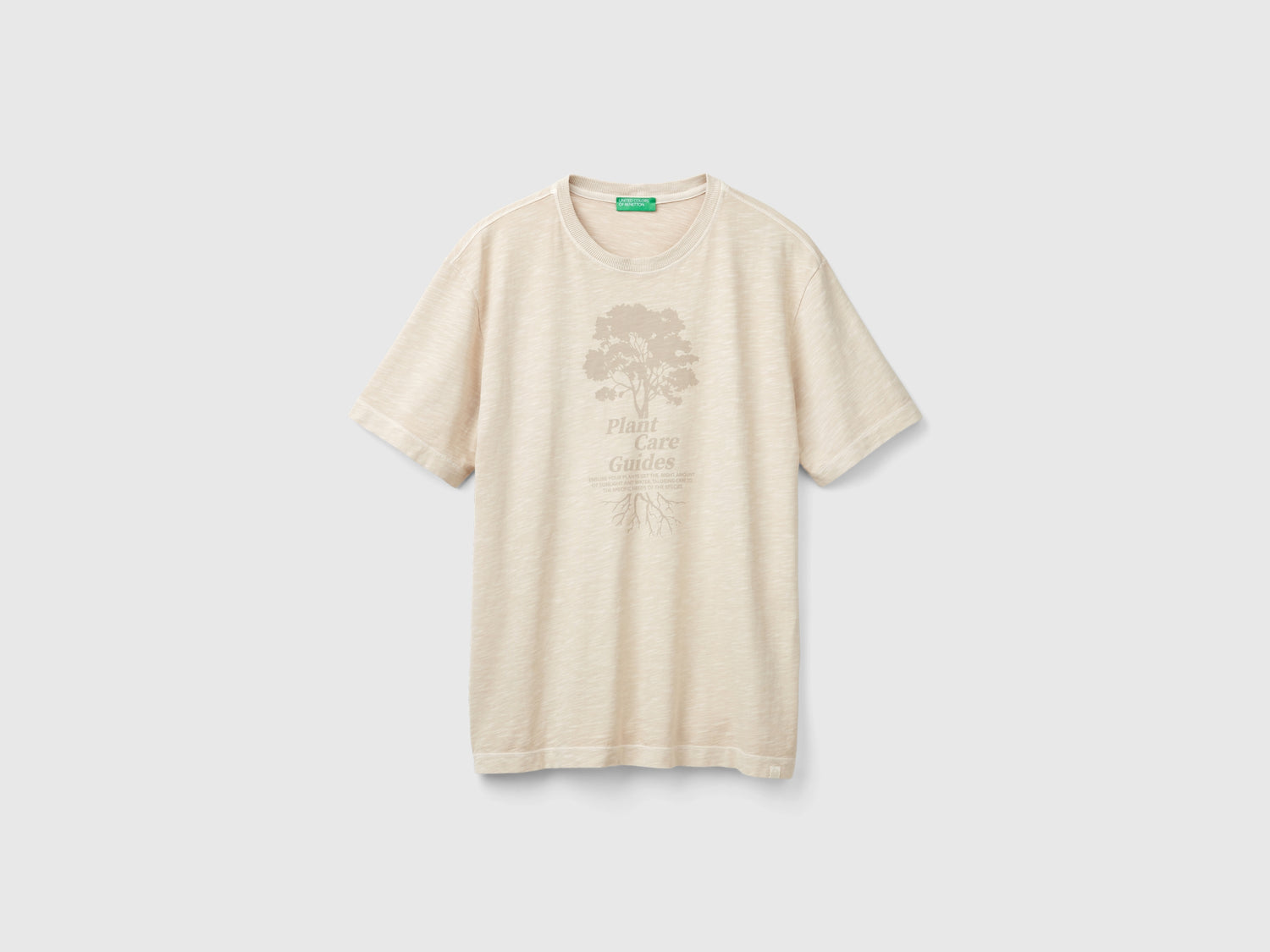 T-shirt con stampa 100% cotone da uomo beige | Benetton Outlet