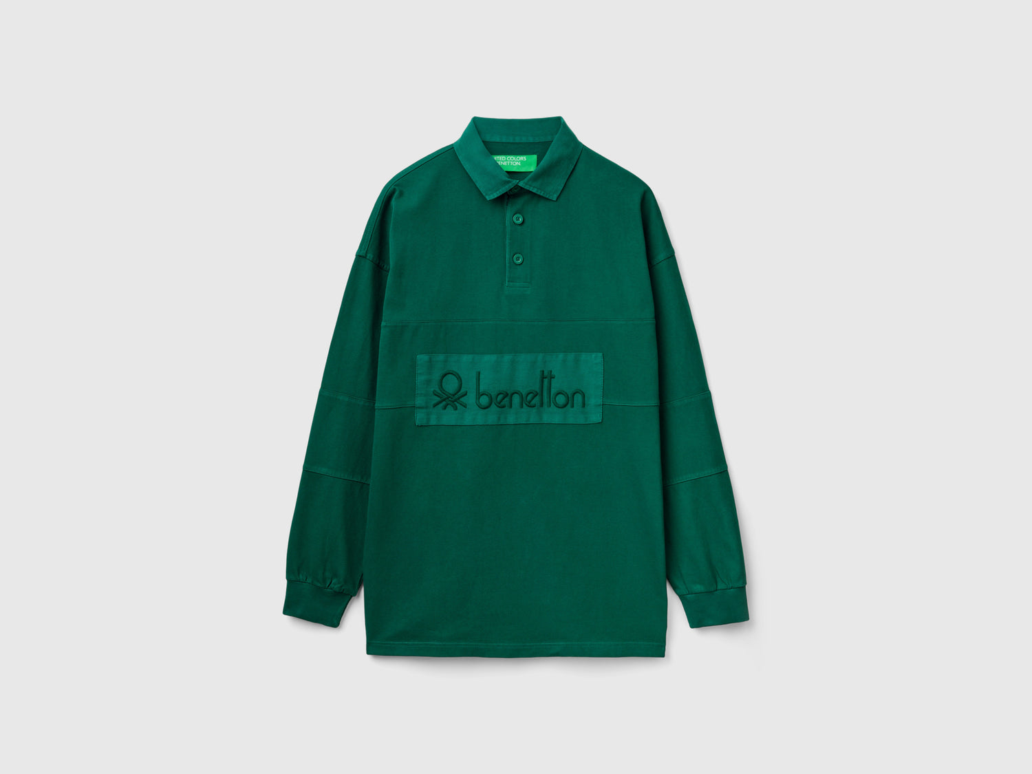 Polo de rugby de algodón puro da uomo verde scuro | Benetton Outlet