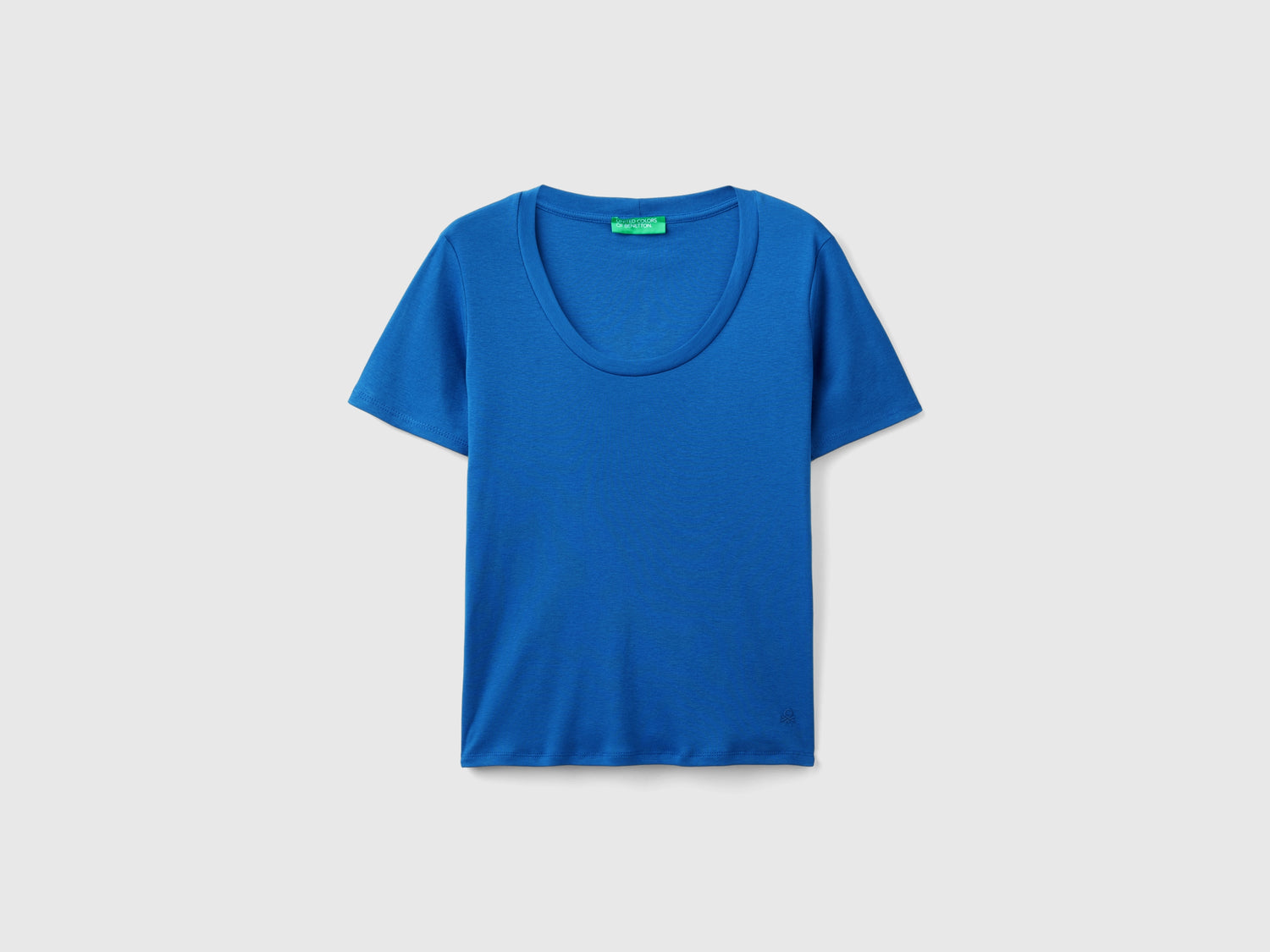 T-shirt manica corta in cotone a fibra lunga da donna avio | Benetton Outlet