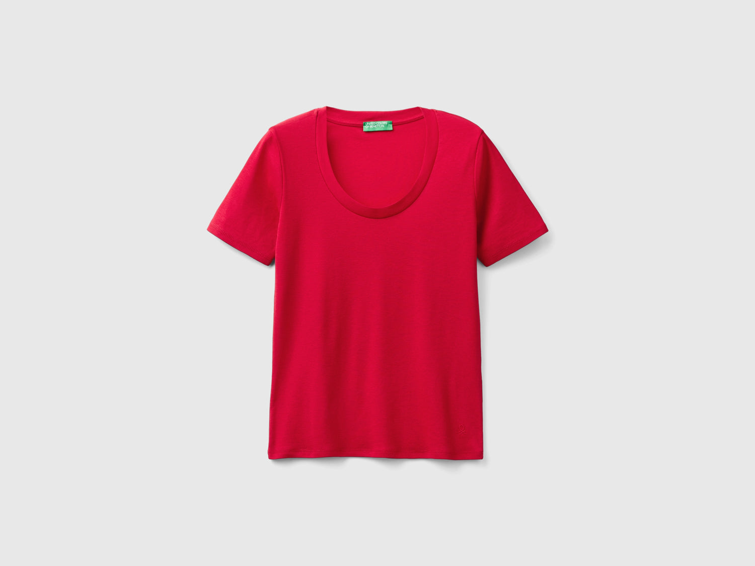T-shirt manica corta in cotone a fibra lunga da donna rosso | Benetton Outlet
