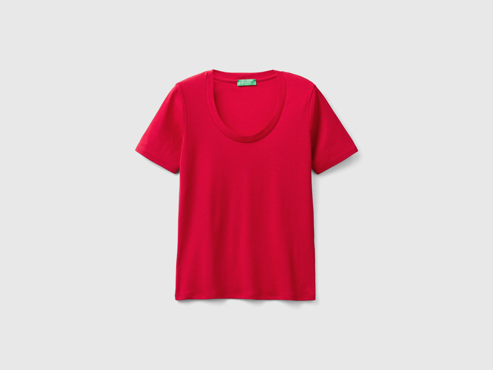 T-shirt manica corta in cotone a fibra lunga da donna rosso | Benetton Outlet