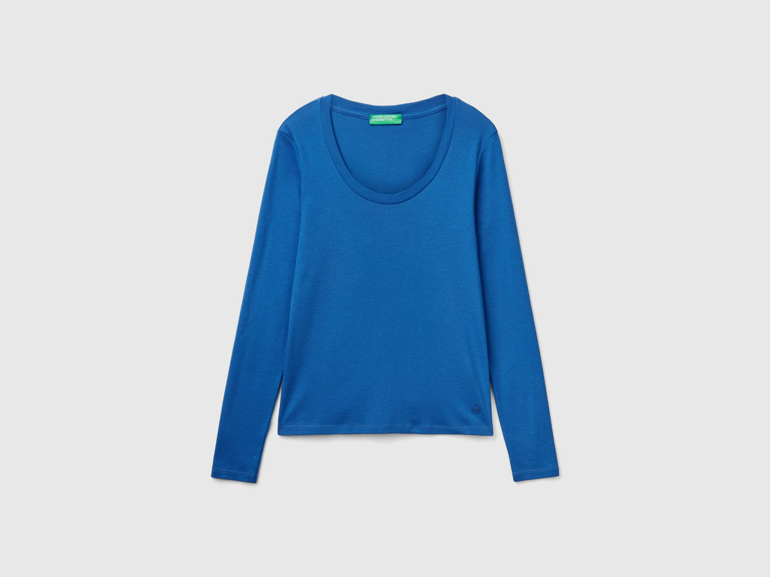 T-shirt manica lunga in puro cotone da donna avio | Benetton Outlet