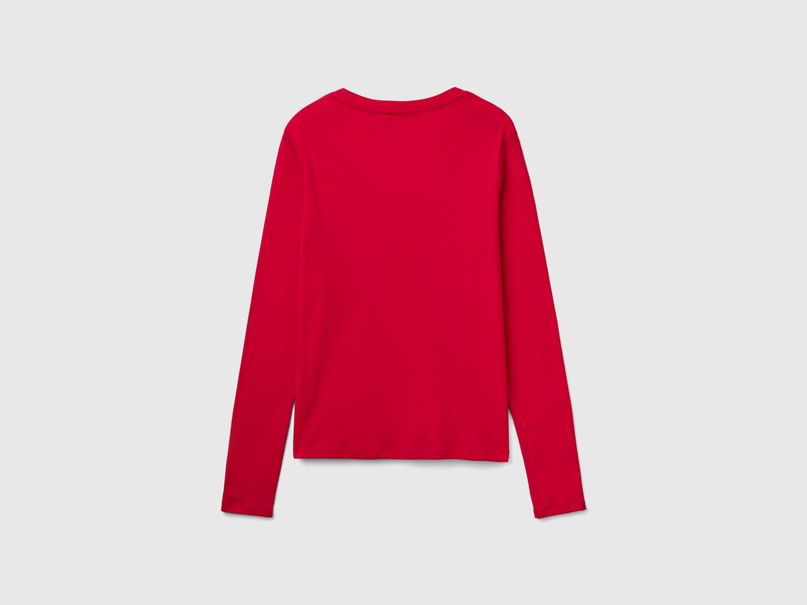 T-shirt manica lunga in puro cotone da donna rosso 2 | Benetton Outlet