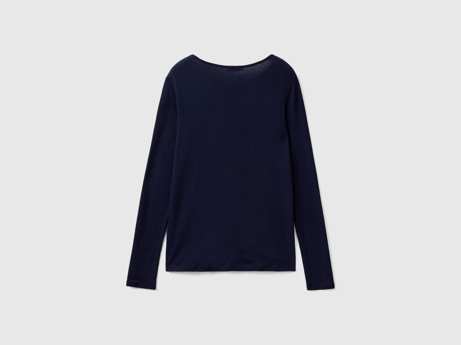 Maglietta manica lunga in puro cotone da donna blu scuro 2 | Benetton Outlet