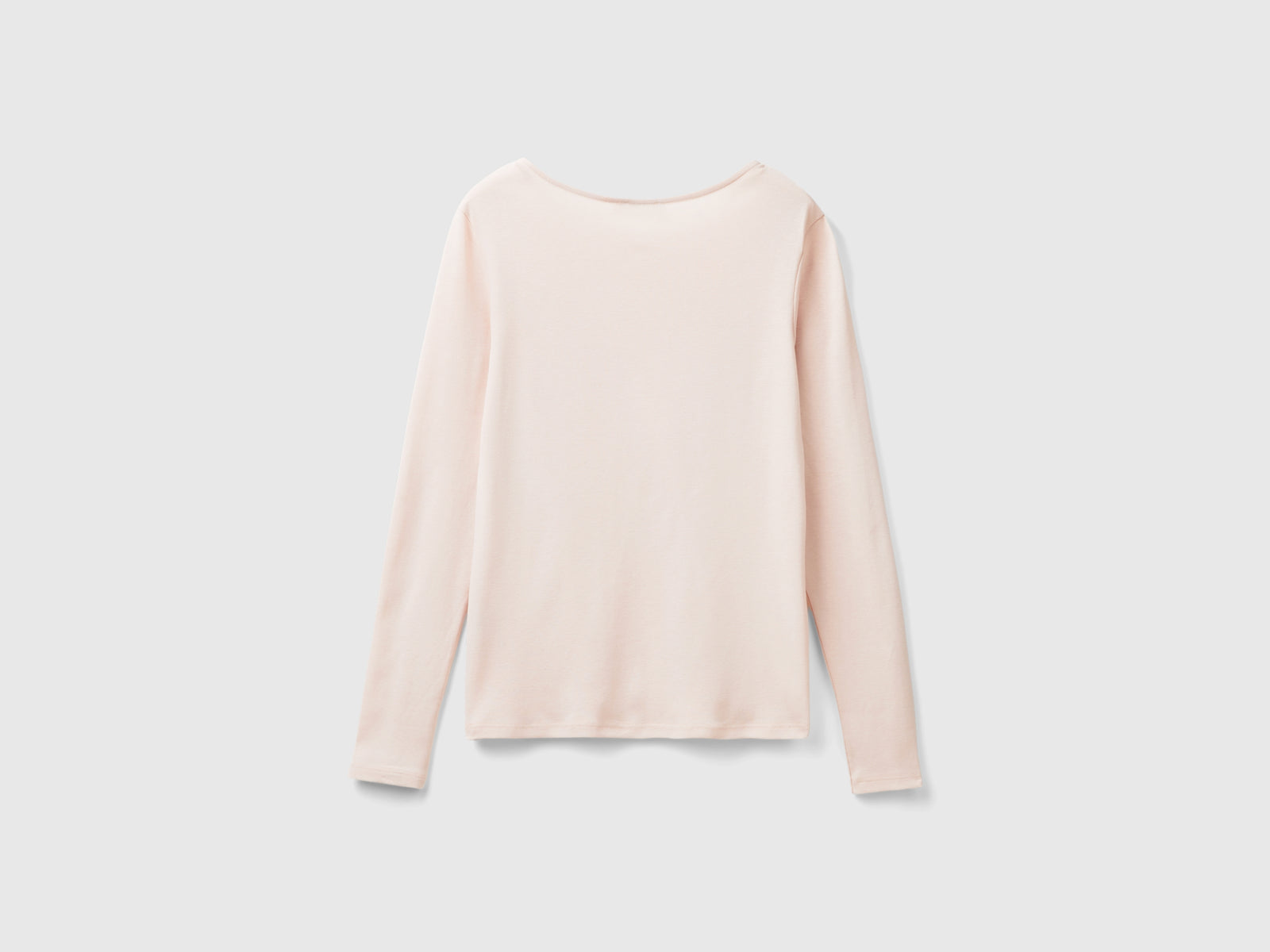 Maglietta manica lunga in puro cotone da donna rosa tenue 2 | Benetton Outlet