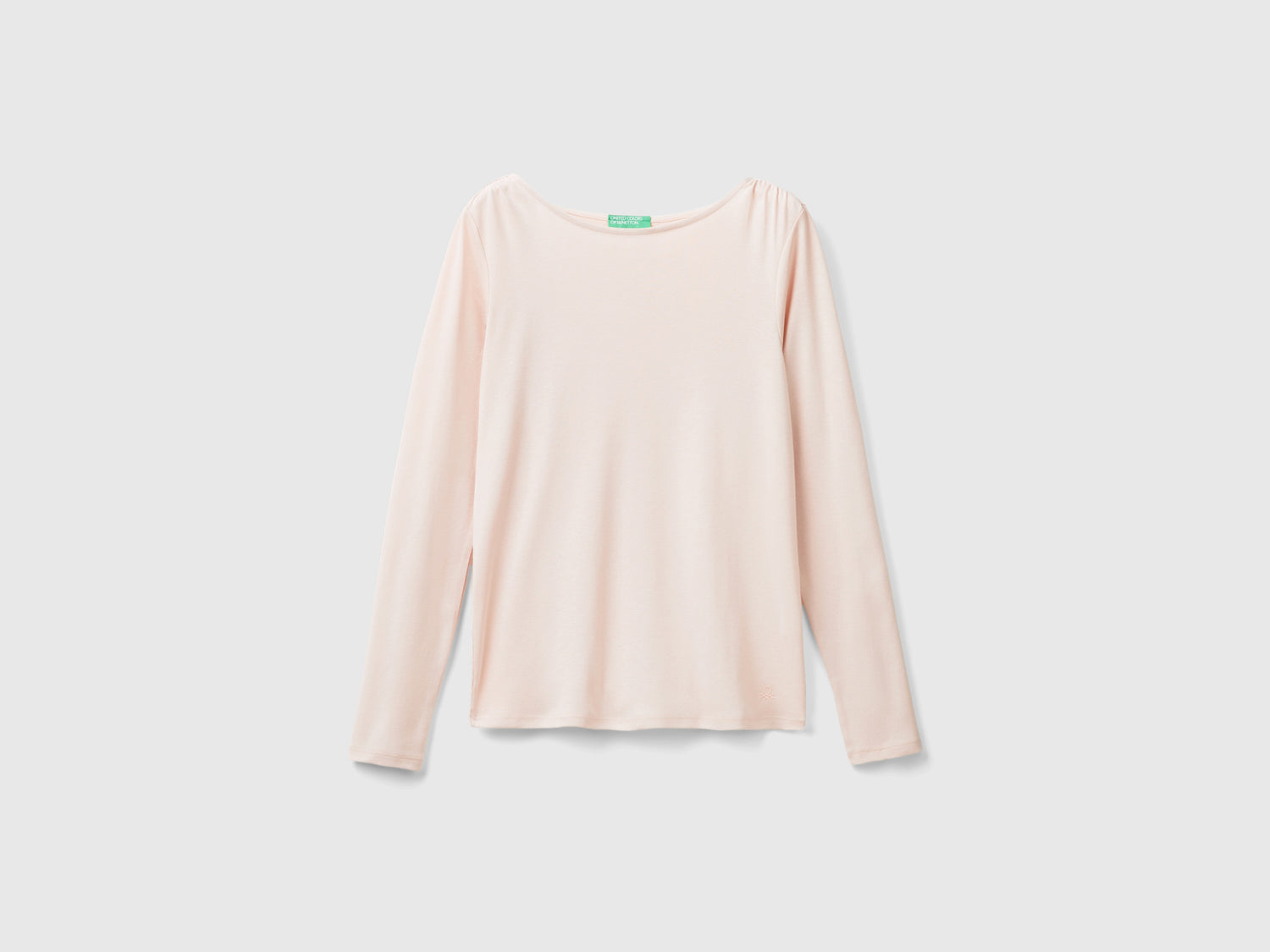 Maglietta manica lunga in puro cotone da donna rosa tenue | Benetton Outlet