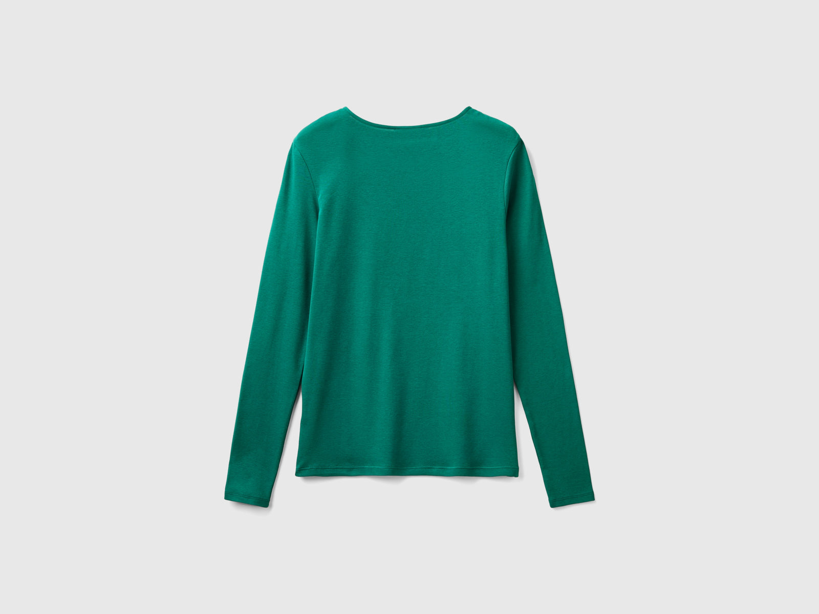 Maglietta manica lunga in puro cotone da donna verde scuro 2 | Benetton Outlet