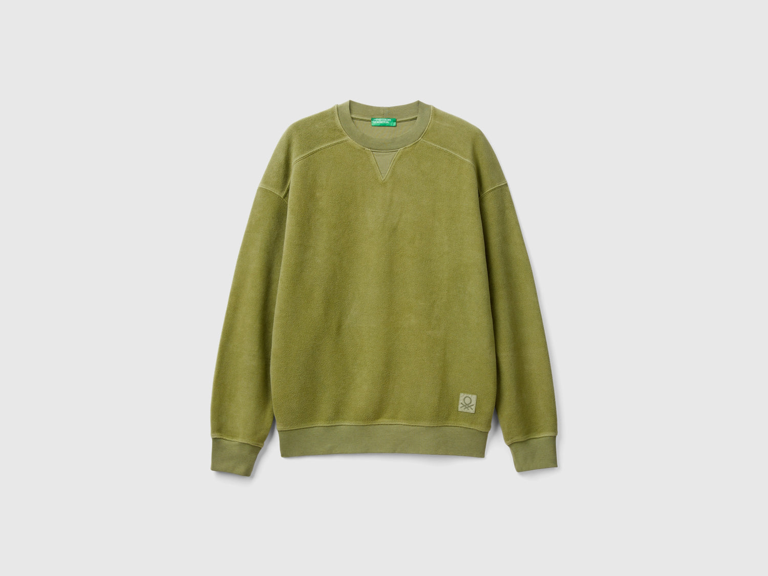 Sudadera de puro algodón da uomo verde militare | Benetton Outlet