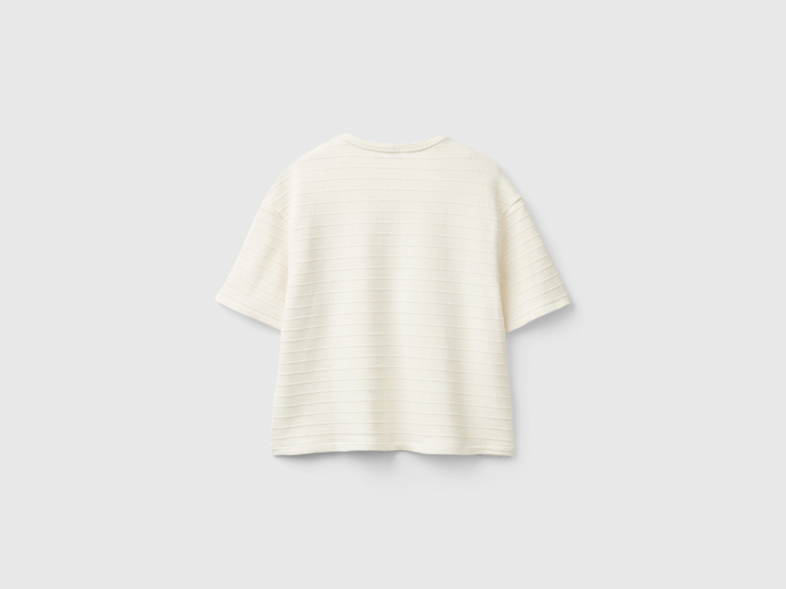 Maglietta girocollo con taschini da donna bianco panna 2 | Benetton Outlet