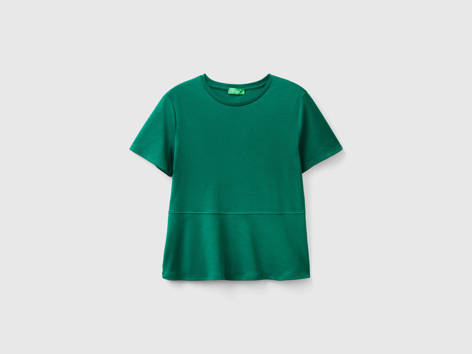 T-shirt slim fit in cotone bio da donna verde scuro | Benetton Outlet