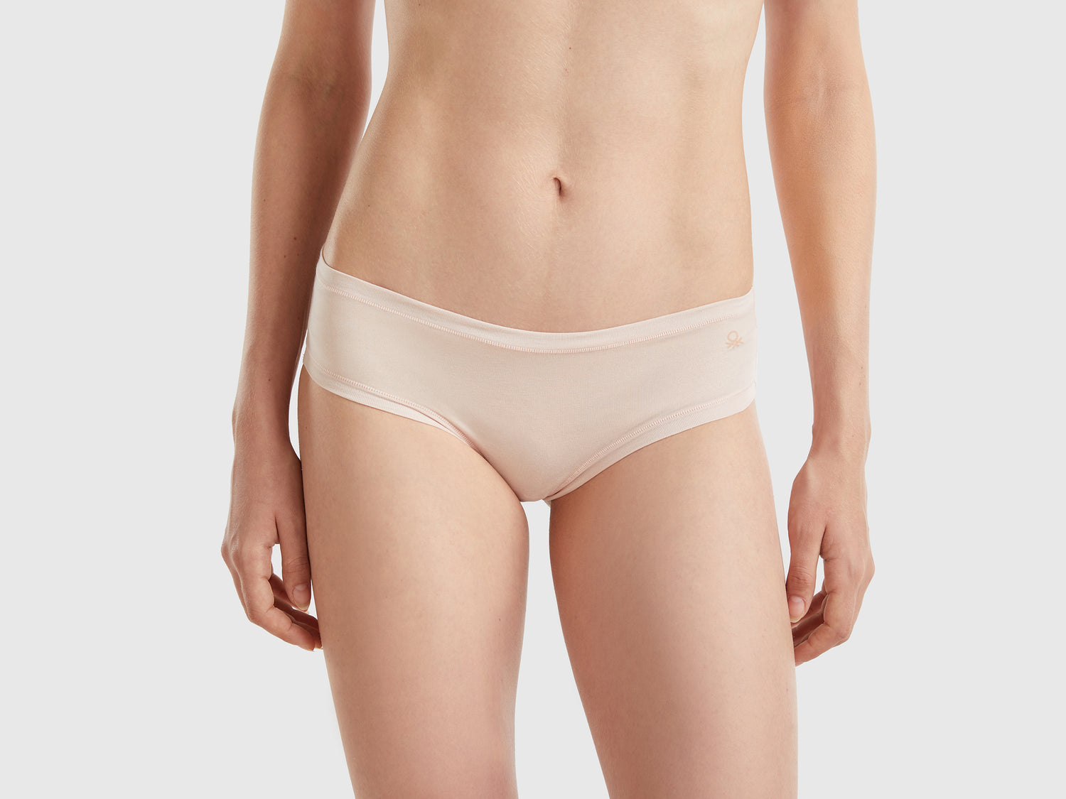 Slip fianco alto in cotone bio super stretch da donna rosa tenue | Benetton Outlet
