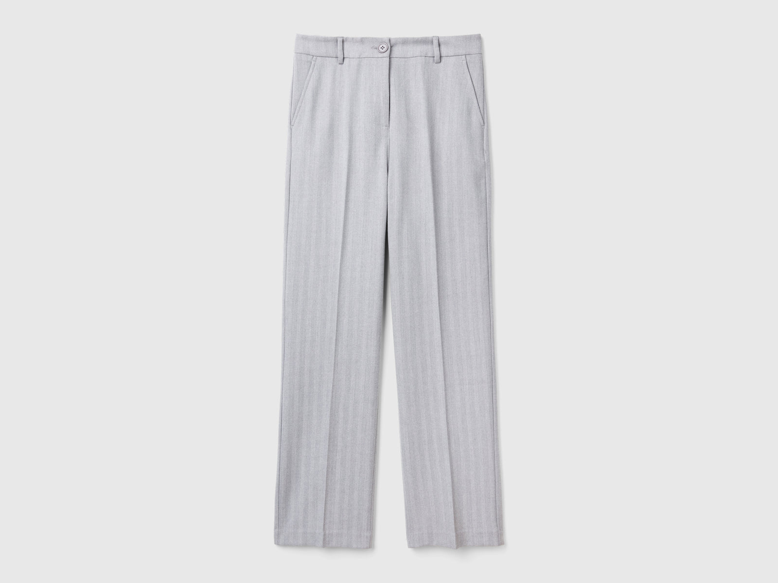 Pantaloni dritti in misto viscosa da donna grigio chiaro | Benetton Outlet