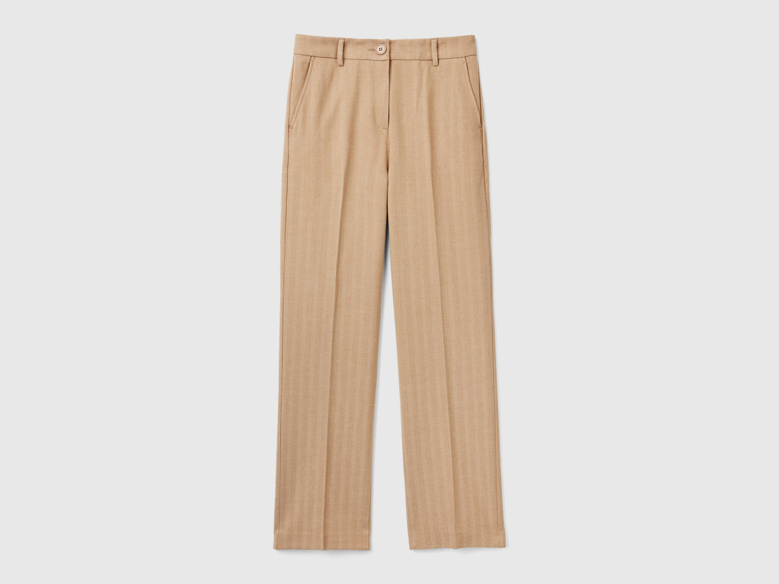 Pantaloni dritti in misto viscosa da donna marrone | Benetton Outlet