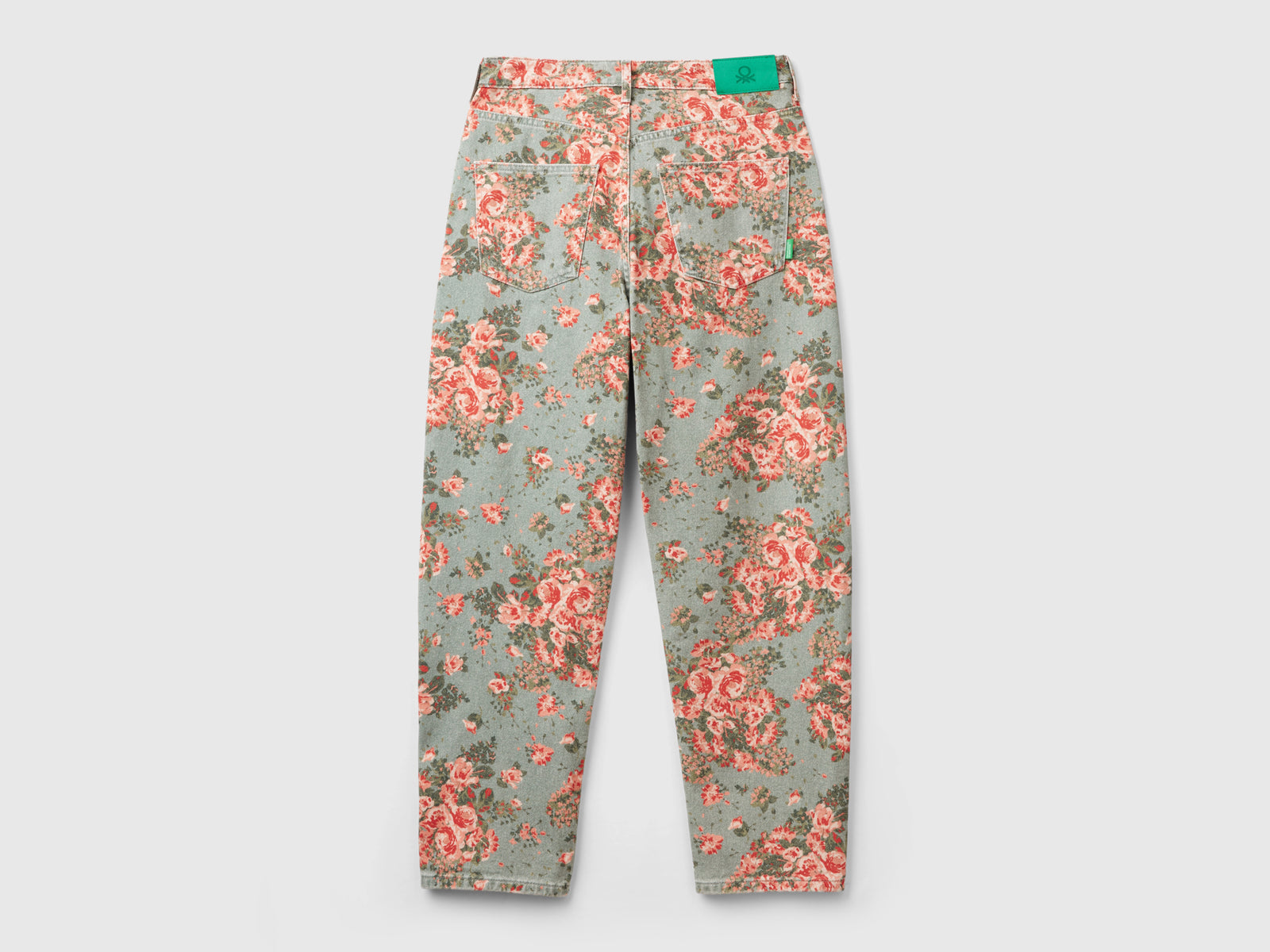 Vaqueros florales de corte globo da donna celeste 2 | Benetton Outlet