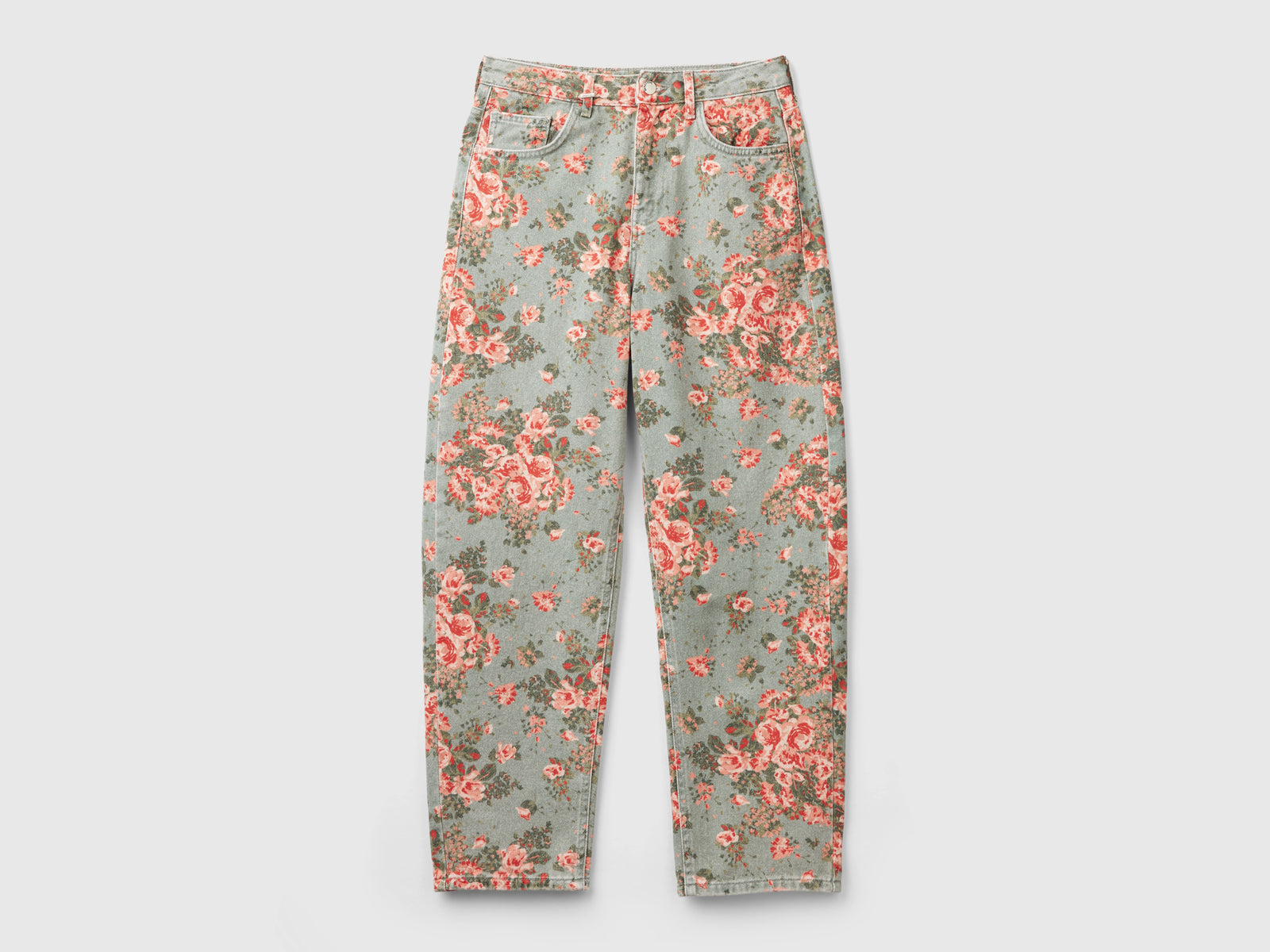 Vaqueros florales de corte globo da donna celeste | Benetton Outlet