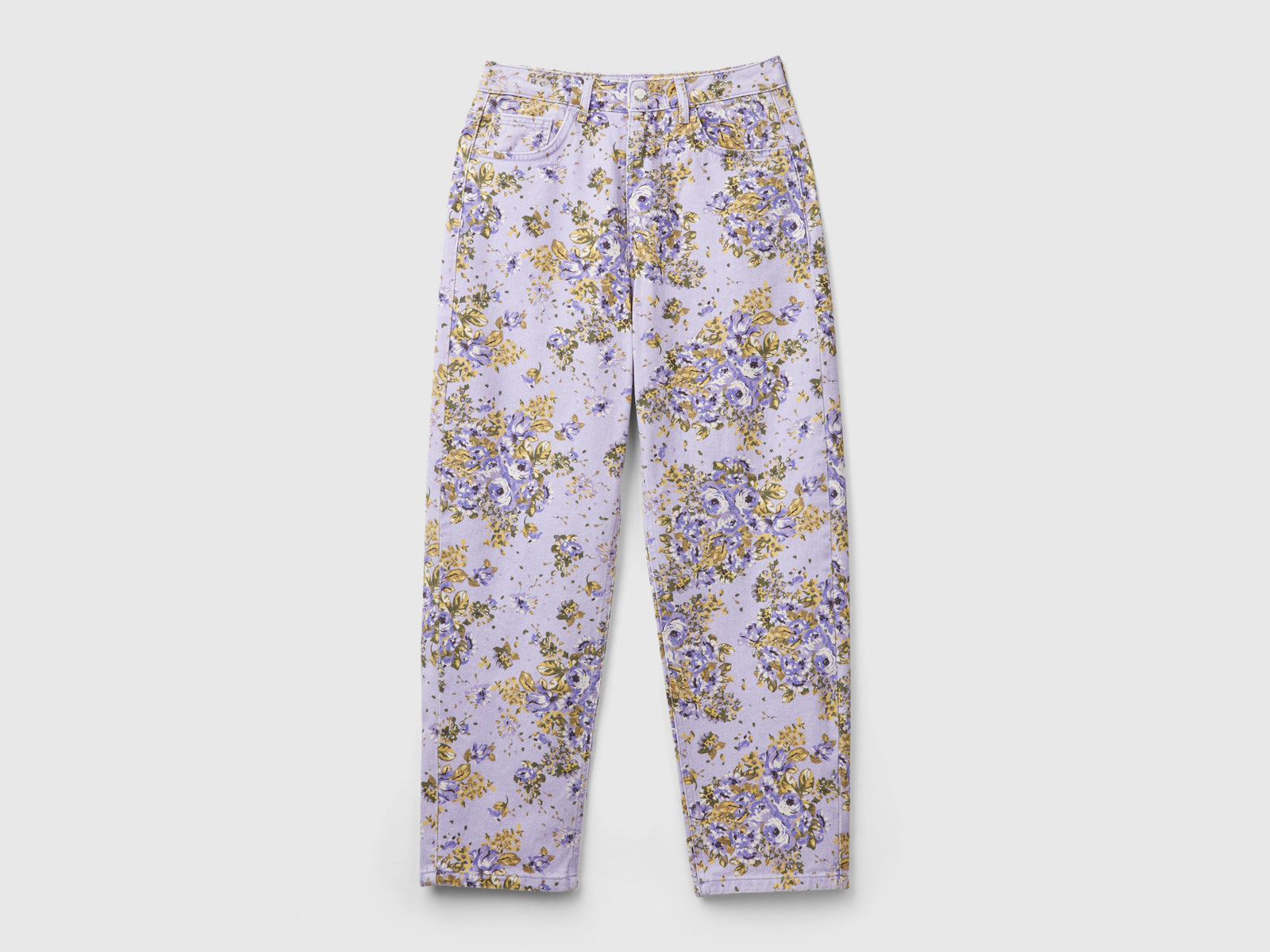 Vaqueros florales de corte globo da donna lilla | Benetton Outlet
