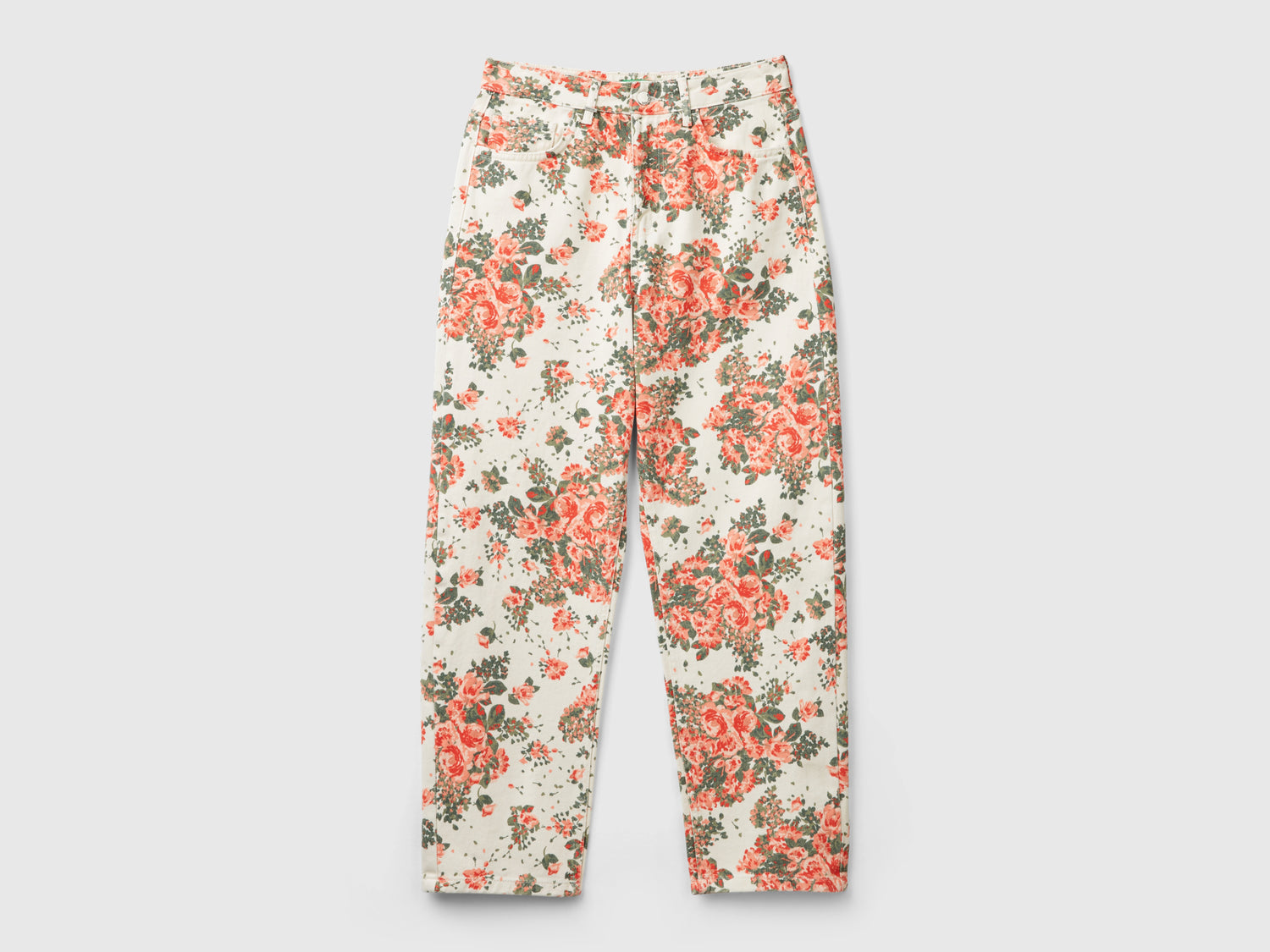 Jeans floreali baloon fit da donna bianco panna | Benetton Outlet