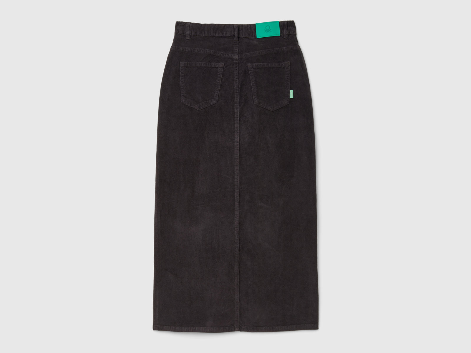 Gonna lunga in velluto a costine da donna nero 2 | Benetton Outlet