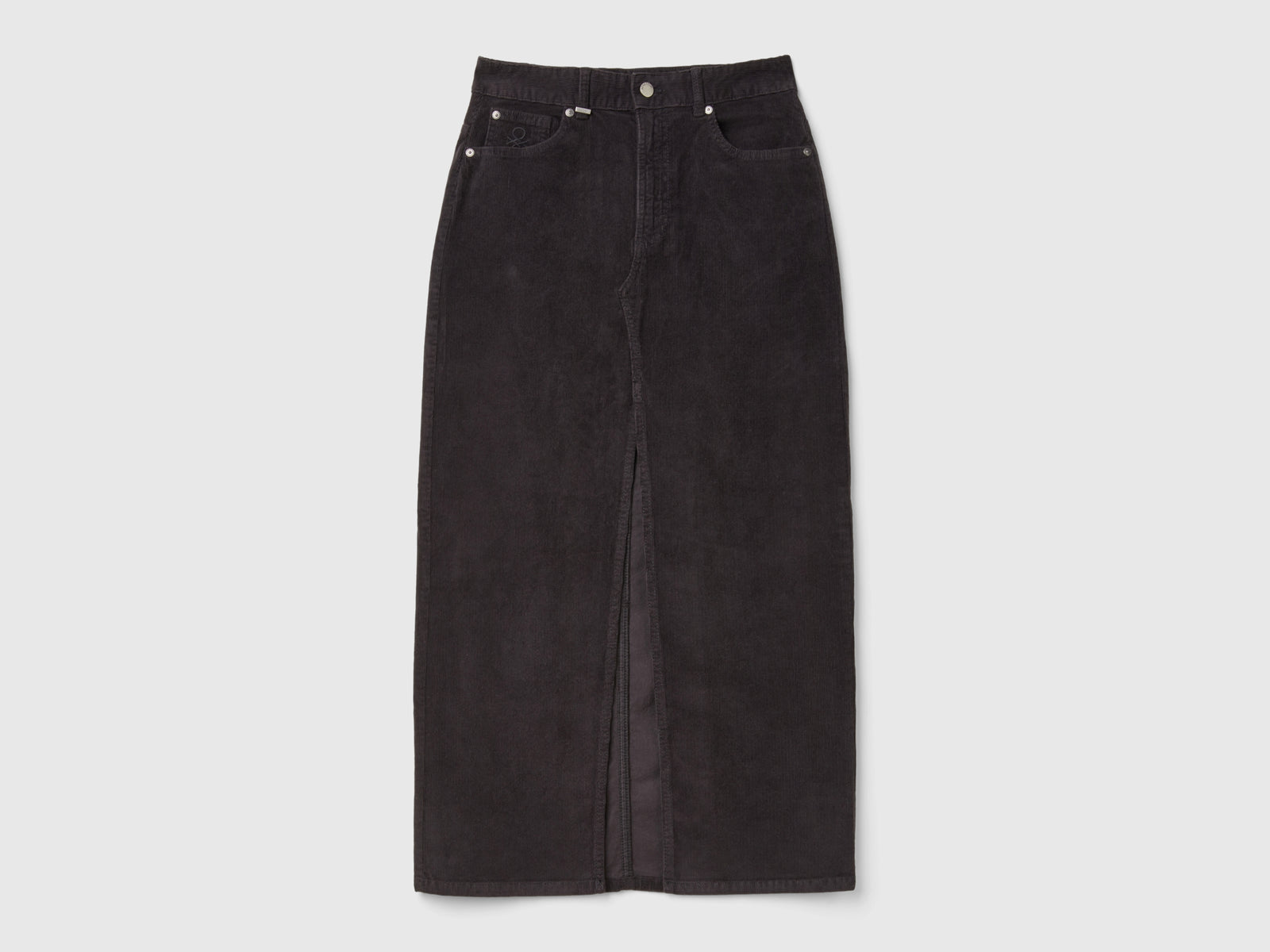 Gonna lunga in velluto a costine da donna nero | Benetton Outlet