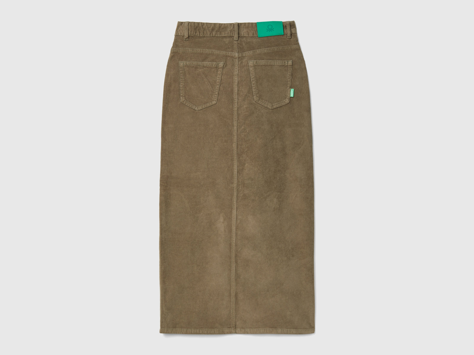 Gonna lunga in velluto a costine da donna verde oliva 2 | Benetton Outlet