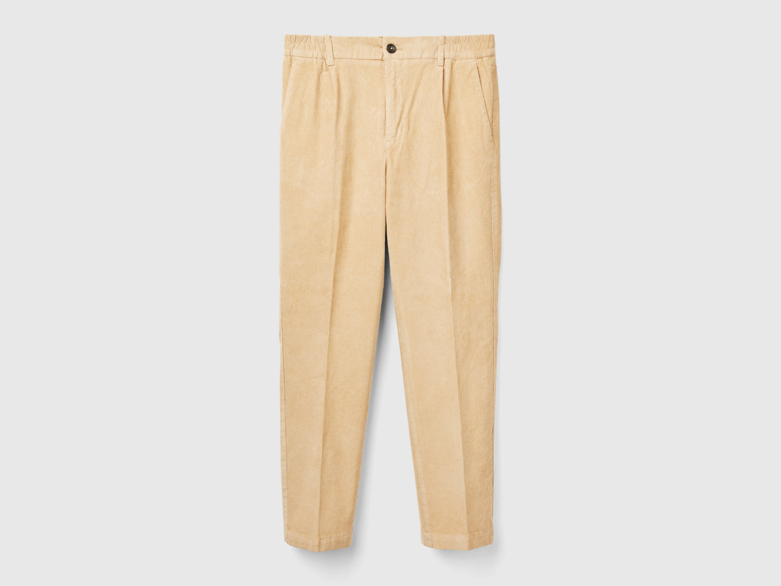 Pantalones chinos de pana con corte zanahoria da uomo beige | Benetton Outlet