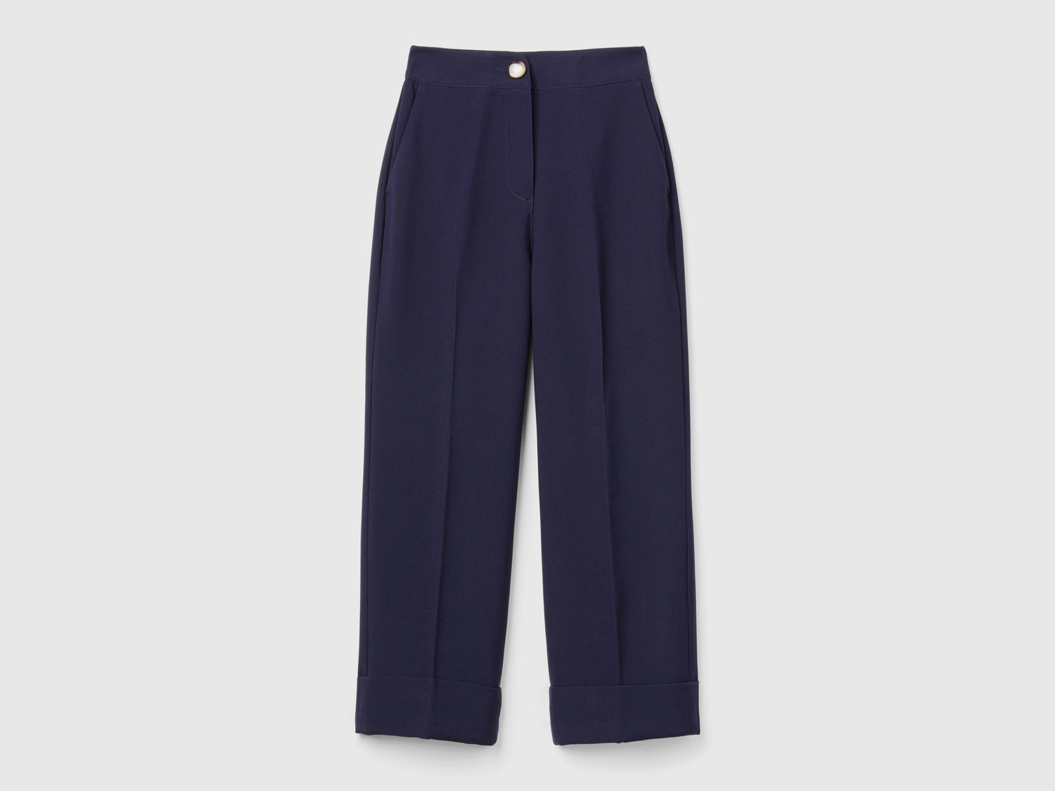 Pantaloni con risvolto da donna blu scuro | Benetton Outlet