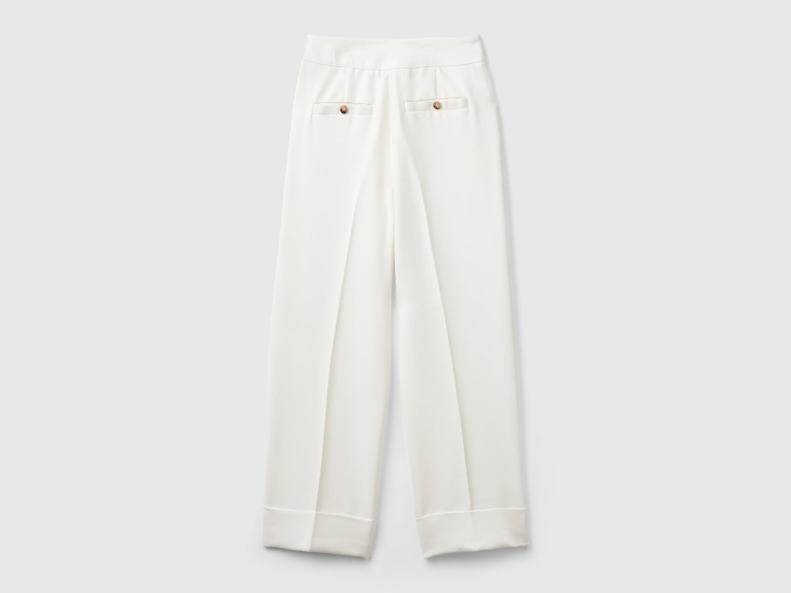 Pantaloni con risvolto da donna bianco panna 2 | Benetton Outlet