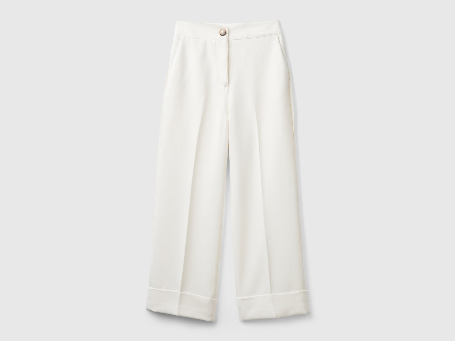 Pantaloni con risvolto da donna bianco panna | Benetton Outlet