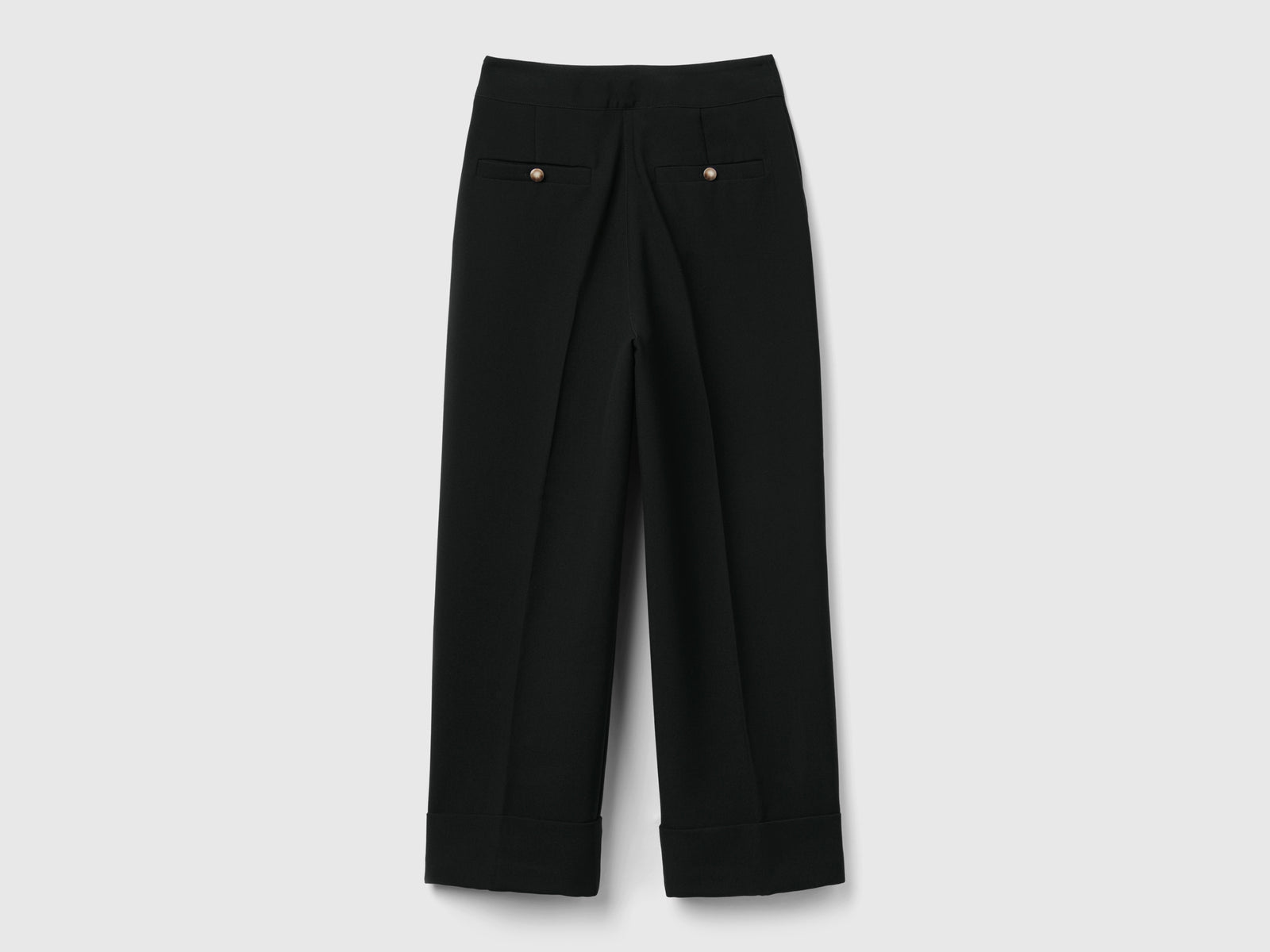 Pantaloni con risvolto da donna nero 2 | Benetton Outlet
