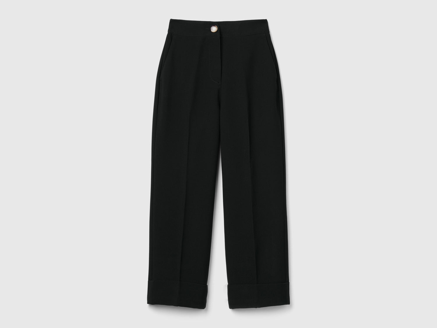 Pantaloni con risvolto da donna nero | Benetton Outlet