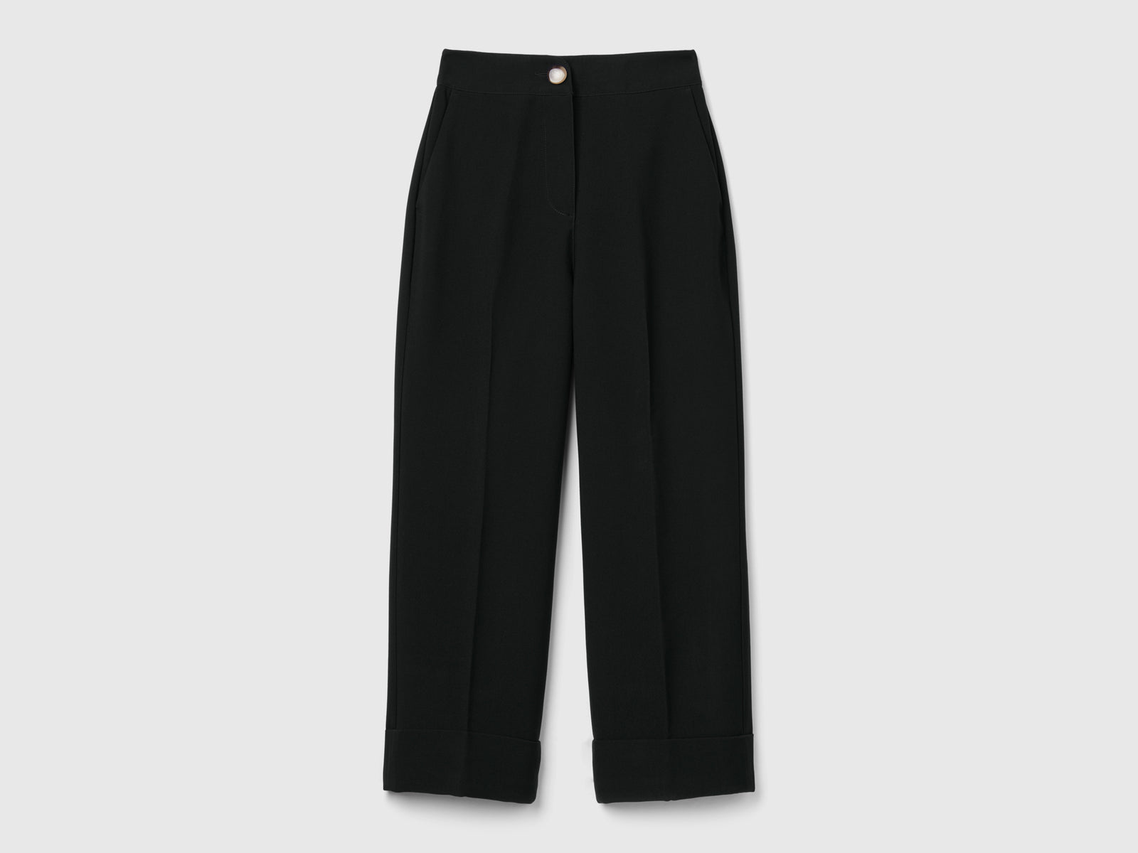 Pantaloni con risvolto da donna nero | Benetton Outlet