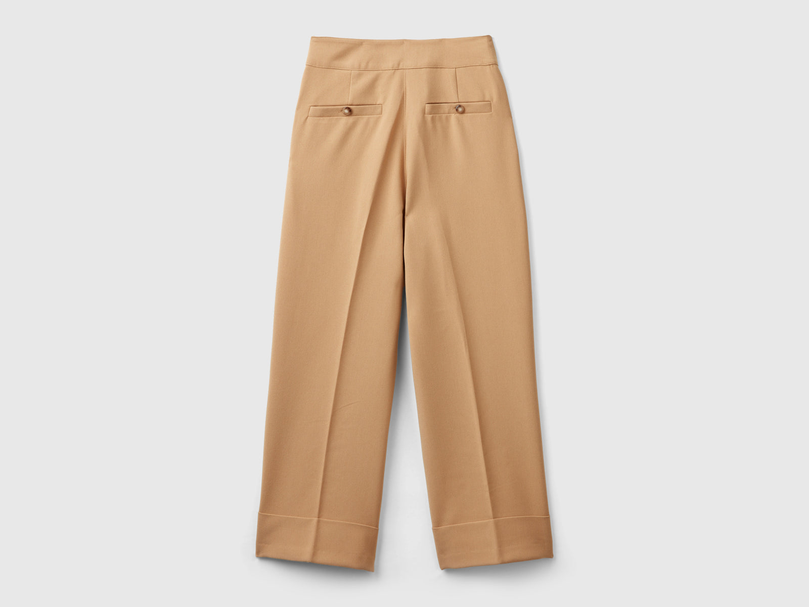 Pantaloni con risvolto da donna cammello 2 | Benetton Outlet