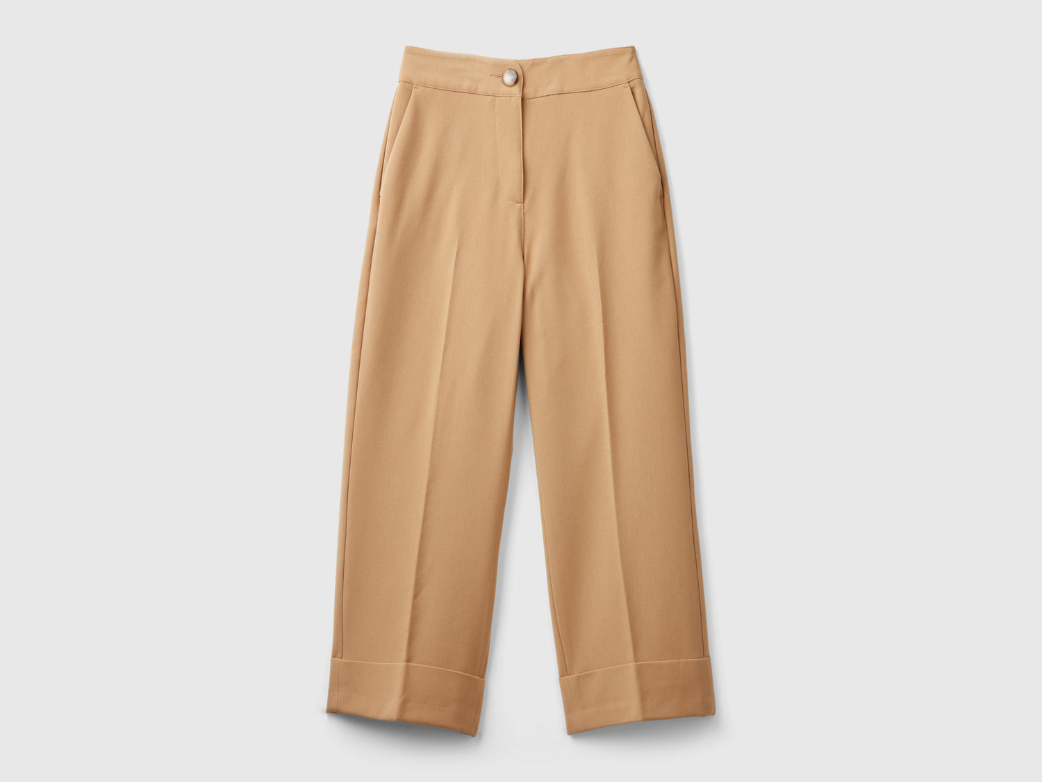 Pantaloni con risvolto da donna cammello | Benetton Outlet