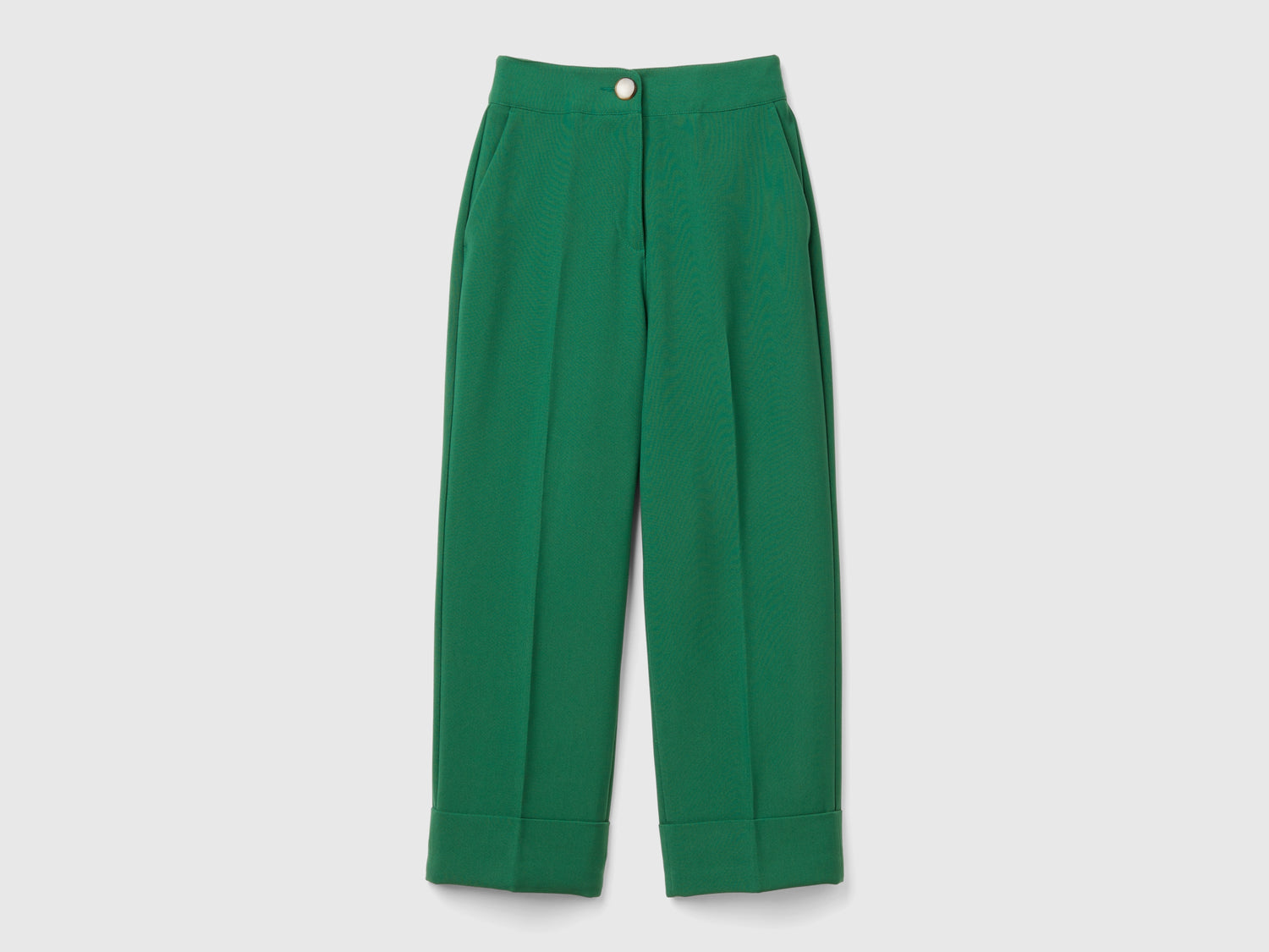 Pantaloni con risvolto da donna verde scuro | Benetton Outlet