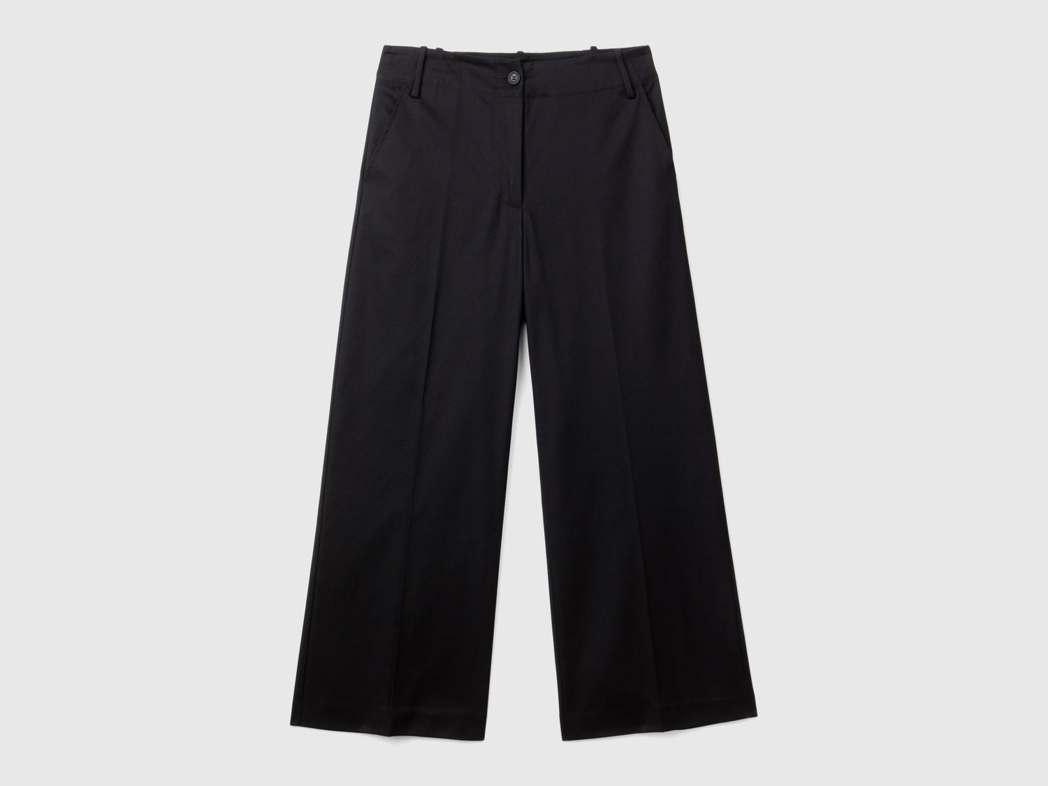 Pantaloni con gamba dritta in cotone stretch da donna nero | Benetton Outlet