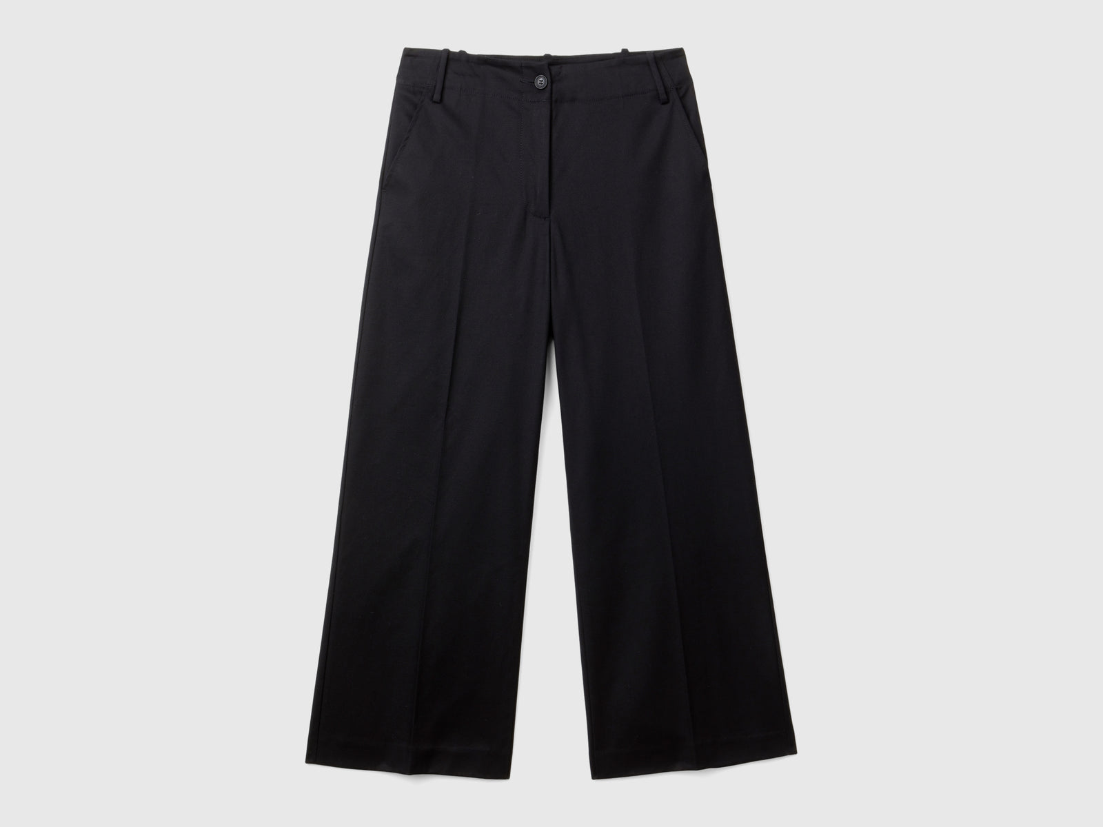 Pantaloni con gamba dritta in cotone stretch da donna nero | Benetton Outlet