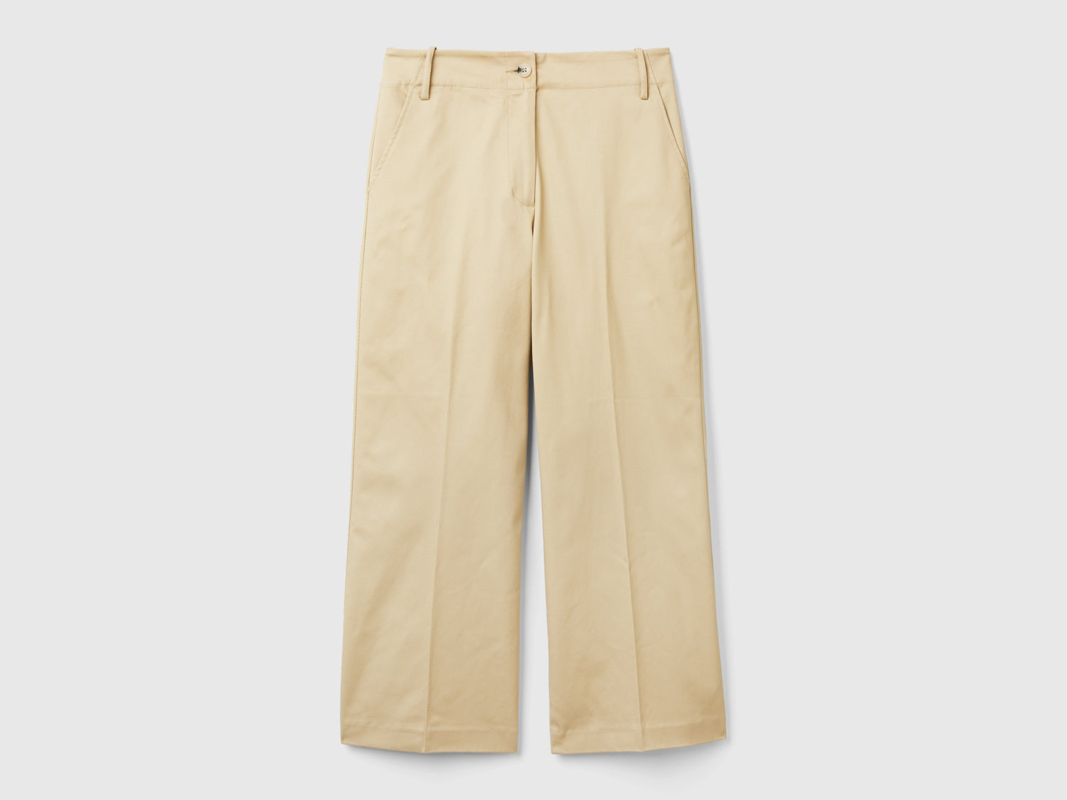 Pantaloni con gamba dritta in cotone stretch da donna beige | Benetton Outlet