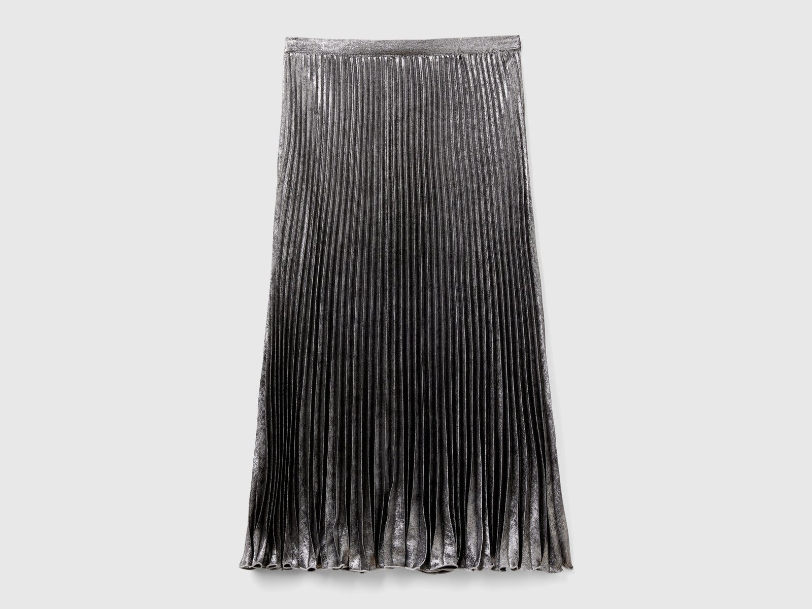 Gonna plissettata in raso da donna argento 2 | Benetton Outlet