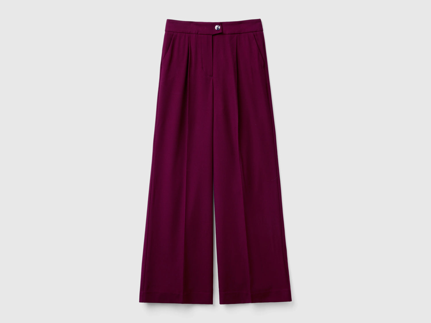 Pantalón ancho en mezcla de viscosa y lana da donna malva scuro | Benetton Outlet