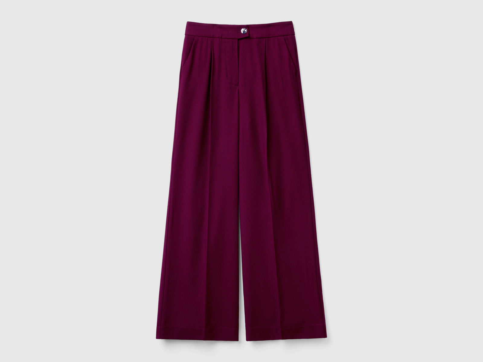 Pantalón ancho en mezcla de viscosa y lana da donna malva scuro | Benetton Outlet