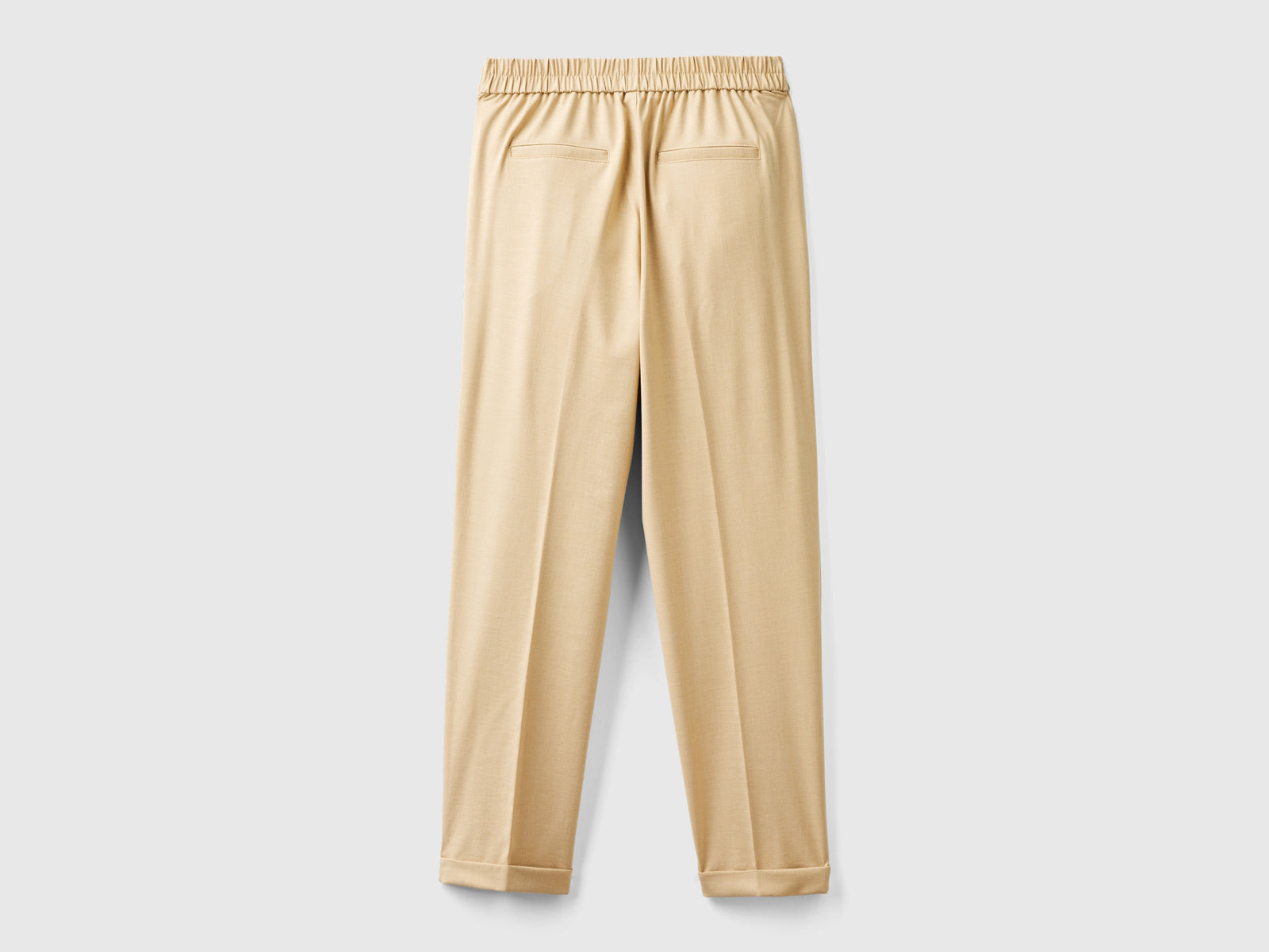 Pantaloni con risvolto in misto viscosa stretch da donna beige 2 | Benetton Outlet